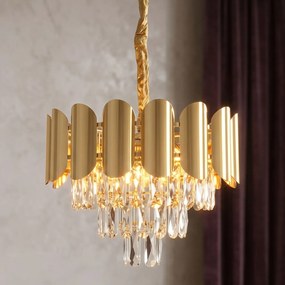 Toolight Toolight, krištáľová závesná lampa Ø40 cm, 5×E14, SWE099-CP, zlatá lesklá, OSW-30222