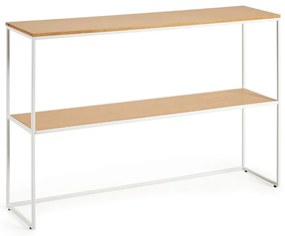 Biely/v prírodnej farbe konzolový stolík v dekore duba 30x120 cm Yoana – Kave Home