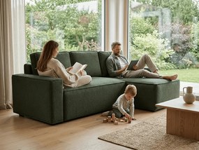Rozkladacia obojstranná sedacia súprava do L SMART BOUCLE 232x143 cm, tmavozelená