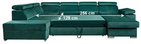 Rohová sedačka U s rozkladom a úložným priestorom Lamora U L - smaragdová