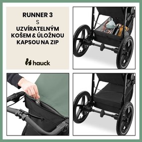 Hauck Kočík športový Runner 3 s ručnou brzdou Jungle Green 2024
