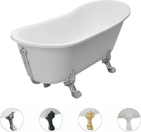 Besco Akrylátová voľne stojaca vaňa Olaya 160x68 s prepadom BESCO-Typ výpuste: Click-Clack s prepadom, chróm, BESCO-Nôžky: Čierna mat