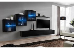 Obývacia stena Switch XIX Sklo +LED čierna