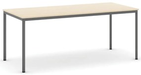 Jedálenský stôl, 180x80 cm, tmavo sivá podnož, breza