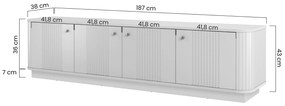TV stolík Vesper 187 cm 4D - kašmír / zlaté úchyty