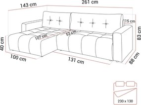 ROHOVÁ SEDAČKA SHARLOTTE 261 x 143 cm BÉŽOVÁ