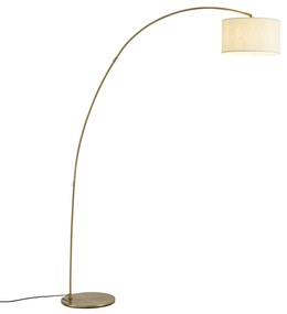 Moderná oblúková lampa mosadzná s béžovým tienidlom - Vinossa