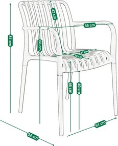 JU Plastová záhradná stolička, ochrana proti UV žiareniu, 81 x 56 x 58 cm, čierna