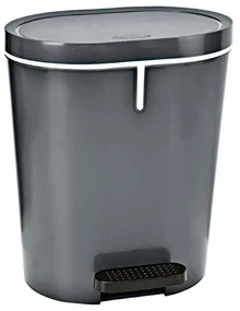 Denox Oval pedálový odpadkový kôš 25 l, plast, antracitový, 25 l