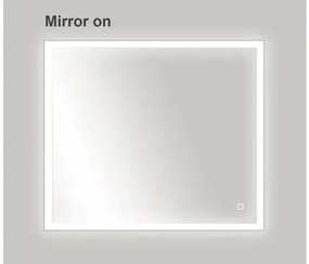 Zrkadlo do kúpeľne s osvetlením Square LED s čiernym rámom 65x80 cm s vypínačom a podložkou proti zahmlievaniu