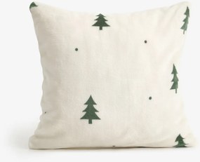 Goldea vianočná mikroplyšová obliečka na vankúš deluxe - zelené stromčeky na smotanovej 40 x 40 cm