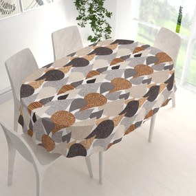 Biante Bavlnený oválny obrus Sandra SA-507 Hnedo-sivé kvapky s ornamentami 50x100 cm
