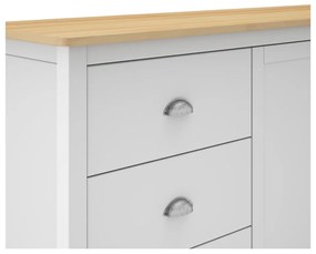 Biela/prírodná nízka komoda z borovicového dreva 150x80,5 cm Misti – Marckeric