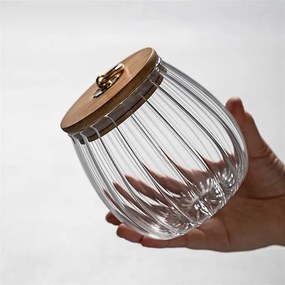 Sklenená dóza RIBBE s bambusovým vrchnákom 700 ml