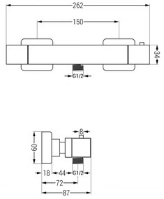 Mexen Tord, sprchový set s dažďovou sprchou a CUBE termostatickou sprchovou batériou, chrómová, 77200200-00