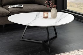 Keramický konferenčný stolík Paquita 90 cm biely