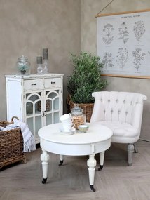 Krémová drevená komoda s presklenými dvierkami Old Satin- 70*32*92cm