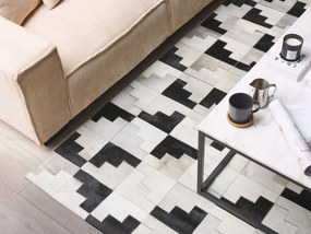 Kožený koberec 160 x 230 cm sivá/čierna EFIRLI Beliani
