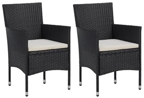 vidaXL Záhradné jedálenské stoličky 2 ks čierne polyratanové