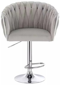 LuxuryForm DESIGN Barová stolička NORDEN VELUR na striebornom tanieri - svetlo šedá