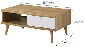Konferenční stolek Primo 107 cm  dub Riviéra/bílý