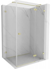 Mexen Lunar T, výklopný sprchový kút pravý 135 x 90 cm, 8mm číre sklo, zlatý matný profil, 834T-135-090-55-00-P