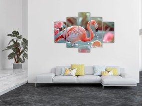 Obraz - Plameniak v jazierku (150x105 cm)