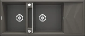 Deante Magnetic, 2-komorový granitový drez s odkvapkávačom 1160x500x224 mm, antracitová metalíza, DEA-ZRM_T213