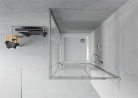 Mexen Rio štvorcový sprchovací kút 80 x 80 cm, 5mm sklo, číre sklo/pásy, chrómový profil + slim sprchová vanička 5cm, 860-080-080-01-20-4010