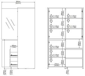 Biela/v prírodnej farbe vitrína v dekore duba 100x170x48 cm Next – Tvilum