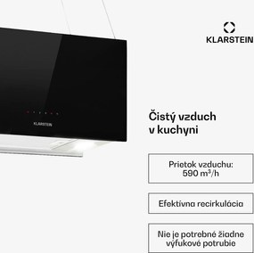 Klarstein Kronleuchter L, digestor, 60 cm, ostrovčekový, 590 m³/h, dotykové ovládanie, LED, čierny