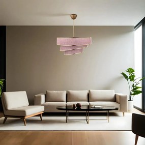 Závesné svietidlo v ružovo-zlatej farbe s textilným tienidlom ø 40 cm Couper – Opviq lights