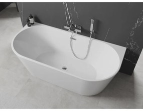 Mexen Oval, voľne stojaca vaňa ku stene 170 x 80 cm, biela, chrómový prepad, 52671708000-01