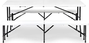 Biela sada cateringového banketového stola 180 cm + 2 lavice