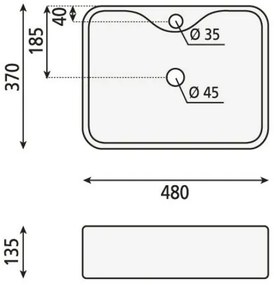 Sapho - Umývadlo na dosku BALENA 48x37 cm, matná čierna