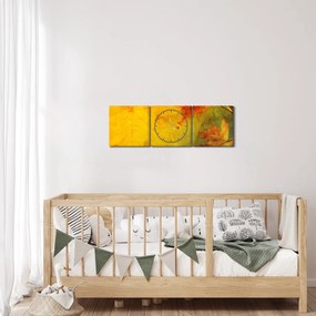 Obraz - Jesenné listy (s hodinami) (90x30 cm)