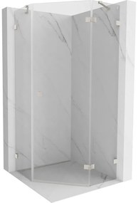 Mexen Lunar, päťuholníkový sprchový kút s pravým sklonom 80 x 80 cm, 8mm číre sklo, oceľový profil, 831-080P-080L-97-00-P