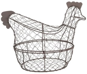 Hnedý drôtený košík v dizajne sliepky Filaire - 38*21*30 cm