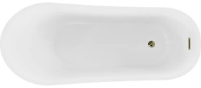 Mexen Alta, voľne stojaca vaňa 170 x 75 cm, biela-čierna, zlatý lesklý prepad, 52141707575-50