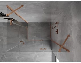 Mexen Mist-H Duo, 2-krídlový výklopný sprchový kút 70 x 120 cm, číre sklo, medený matný profil, 8A5-070L-120P-65-00
