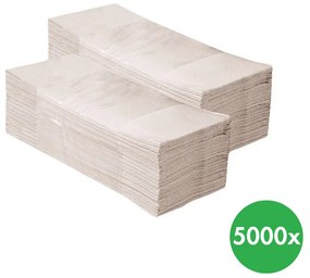 Skladané papierové uteráky, jednovrstvové, 5000 ks, sivé