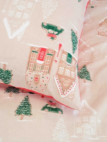 Vianočné bavlnené obliečky Renforcé - Perníková chalúpka krémové