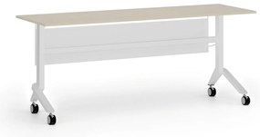 Mobilný stôl PRIMO MOVE, 180x60 cm, biela podnož, breza