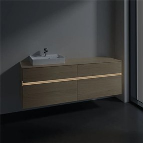 VILLEROY &amp; BOCH Collaro závesná skrinka pod umývadlo na dosku (umývadlo vľavo), 4 zásuvky, s LED osvetlením, 1600 x 500 x 548 mm, Nordic Oak, C078B0VJ