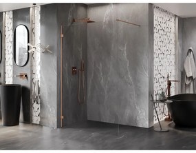 Mexen Lunar sprchová stena ľavá 160 x 200 cm, 8mm číre sklo, medená matná, 830-160-000-65-00-L