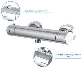Gamma Termo, termostatická sprchová batéria so spodným 1/2" pripojením sprchy, chrómová, GMA-BTO-CH