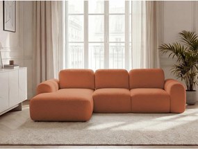 Oranžová rozkladacia/s úložným priestorom rohová pohovka z textílie buklé (ľavý roh/s leňoškou) Montaigne – Bobochic Paris