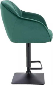 LuxuryForm DESIGN Barová stolička AVOLA VELUR na čiernej hranatej podstave - zelená