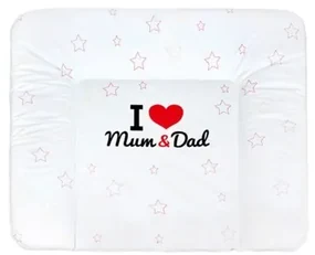 NEW BABY Prebaľovacia podložka mäkká New Baby I love Mum and Dad biela 85x70cm