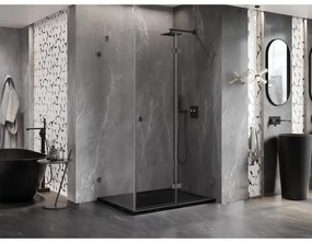 Mexen Lunar-F, sklápací sprchový kút pravý 80 x 70 cm, 8mm číre sklo, grafitový profil, 836-080-070-95-00-P